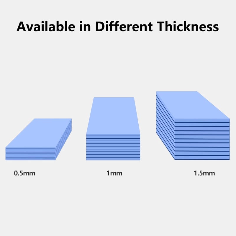 UCEC 30 قطعة وسادات حرارية سيليكون GPU، وسادة حرارية قابلة لإعادة الاستخدام لوحدة المعالجة المركزية، وسادات حرارية GPU، وسادة حرارية SSD، مبرد موصل 0.5/1.5/1 مم لوحدة التحكم في الحرارة، أزرق - Image 2